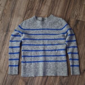 Banana Republic Grey Crewneck Sweater with Blue Stripes